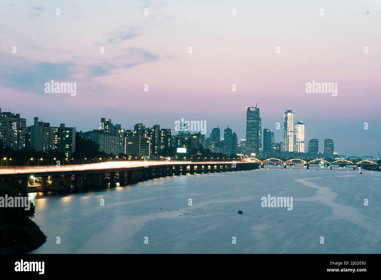 The night view of the 63 Building is beautiful. Stock Photo