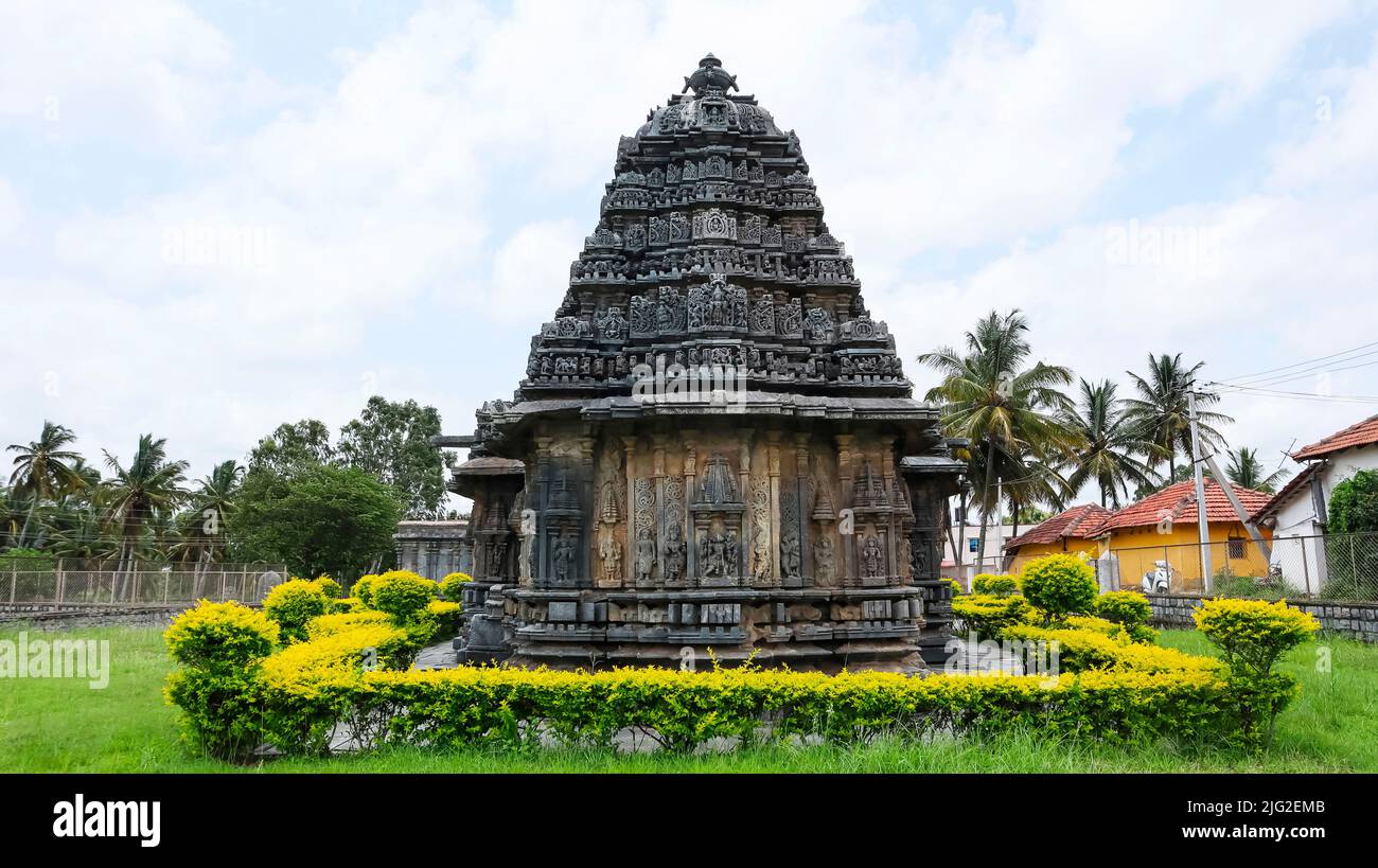 Rear view of Bucesvara temple of Koravangala, Hassan, Karnataka, India. Stock Photo