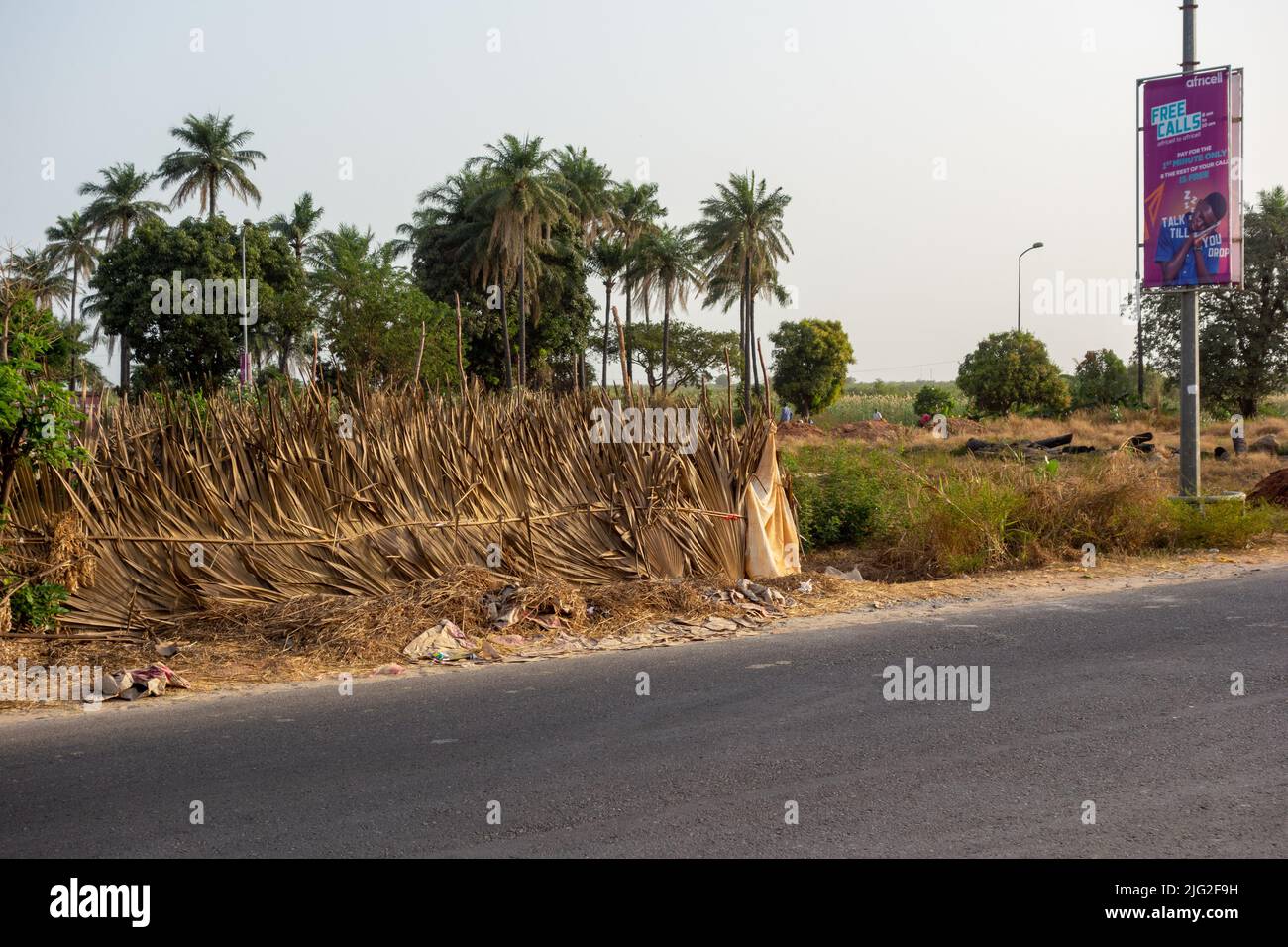 BANJUL, THE GAMBIA - FEBRUARY 10, 2022 road side farms Stock Photo