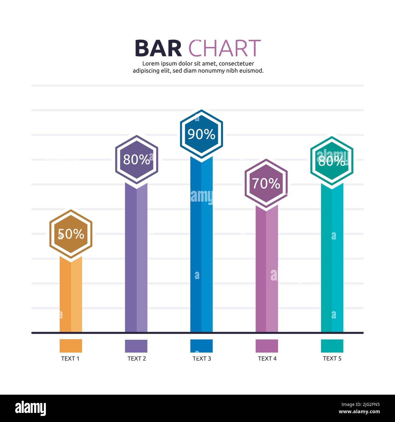Hexagon Bar Graphic Chart Statistic Data Infographic Stock Vector
