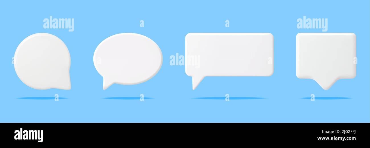 3D White Blank Speech Bubbles Set Isolated Stock Vector Image & Art - Alamy