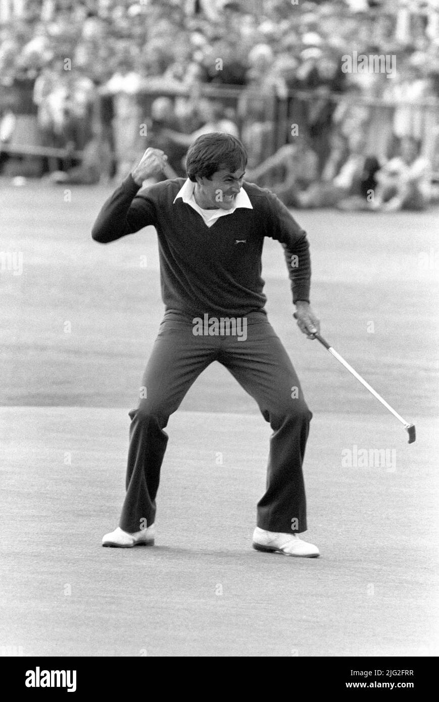 File photo dated 22-07-1984 of Spain's Seve Ballesteros, clinches the Open Gold Championship at St Andrew's, Fife, with a birdie putt on the 18th green. He finished on 276, 12 under par. Issue date: Thursday July 7, 2022. Stock Photo