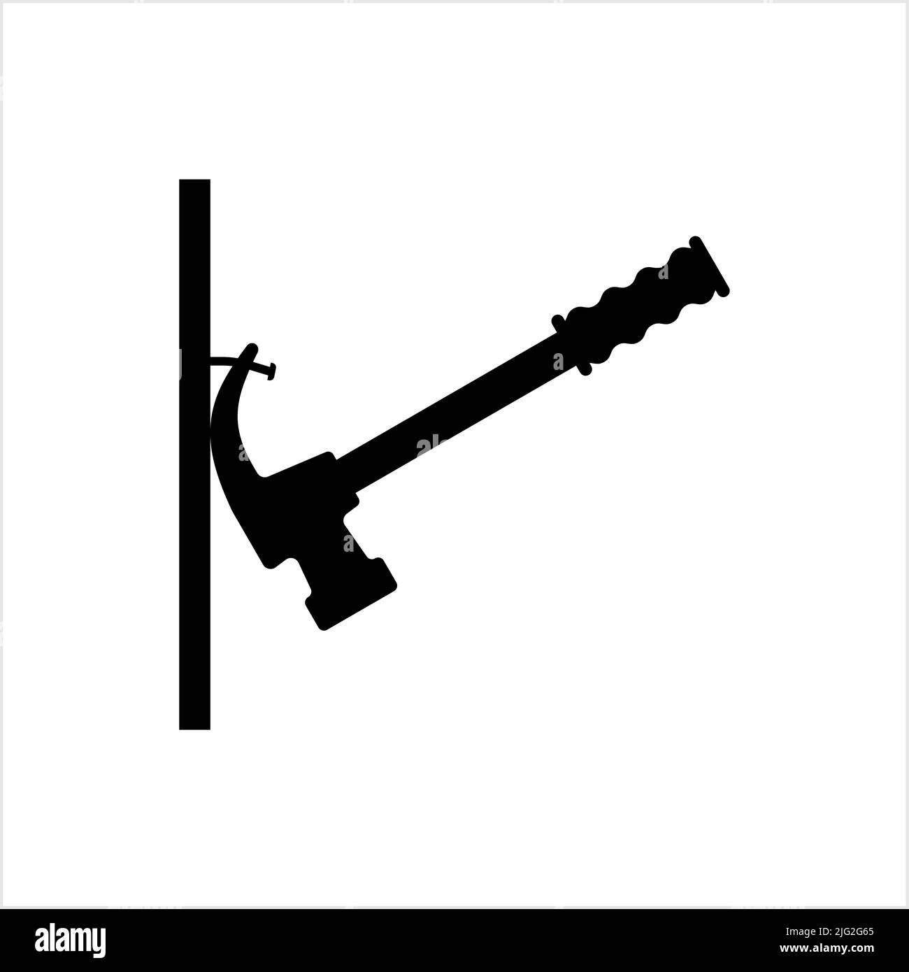 Hammer Pulling Nail Icon, Claw Hammer Pulling Nail Icon Vector Art Illustration Stock Vector