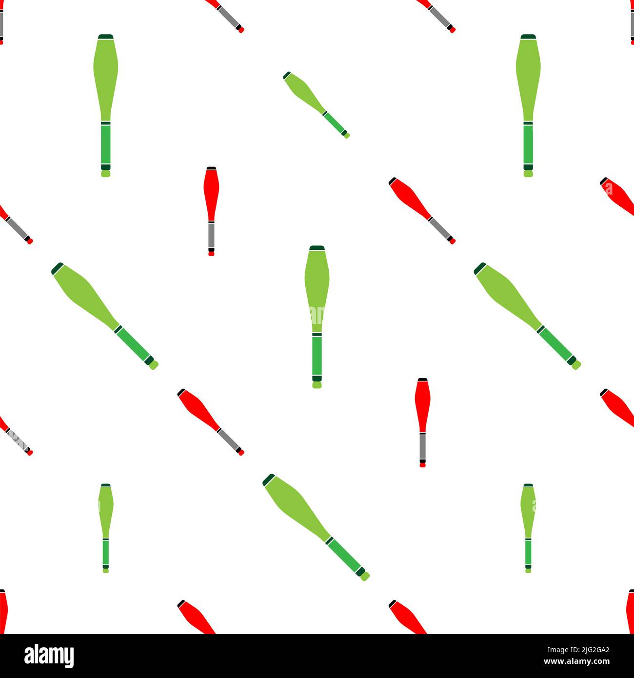 Juggling Clubs Icon Seamless Pattern, Club, Pin, Baton Vector Art