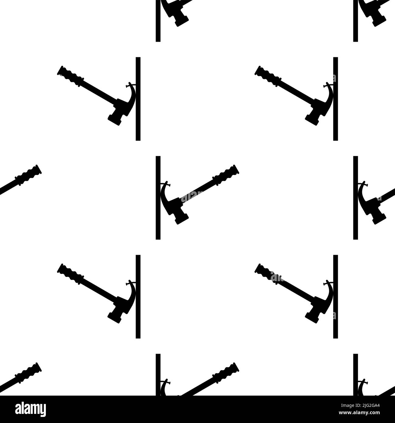 Hammer Pulling Nail Icon Seamless Pattern, Claw Hammer Pulling Nail Icon Vector Art Illustration Stock Vector
