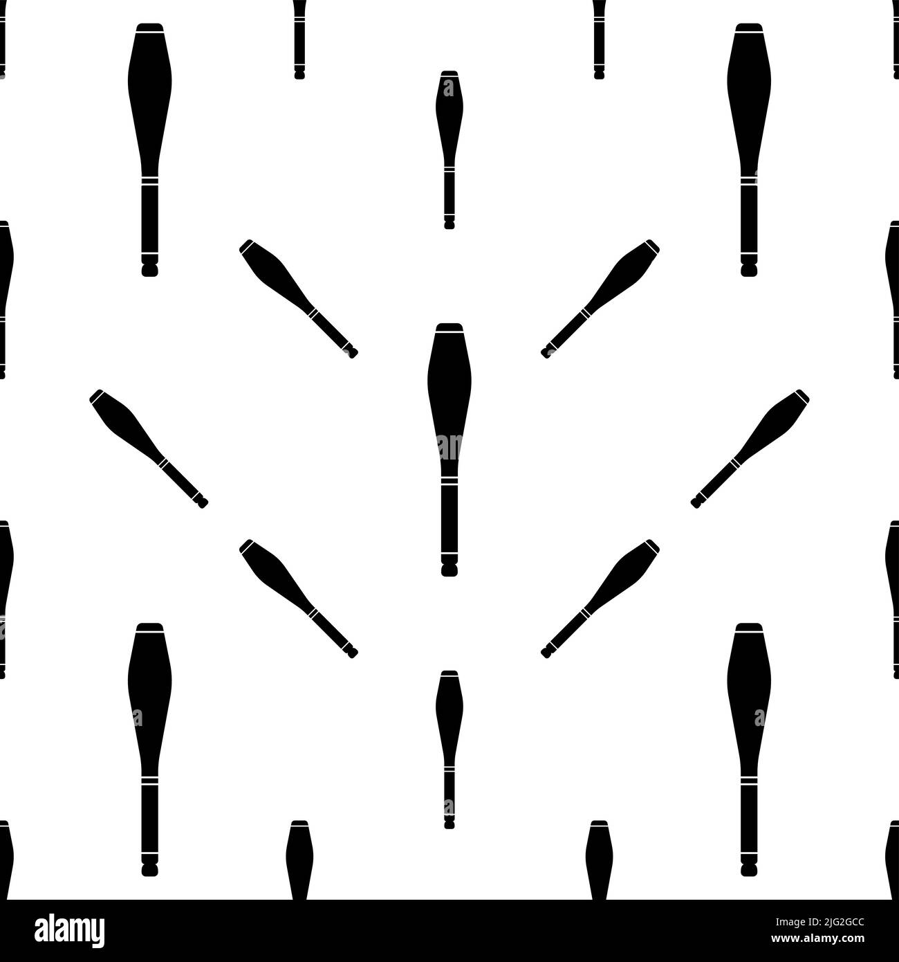 Juggling Clubs Icon Seamless Pattern, Club, Pin, Baton Vector Art