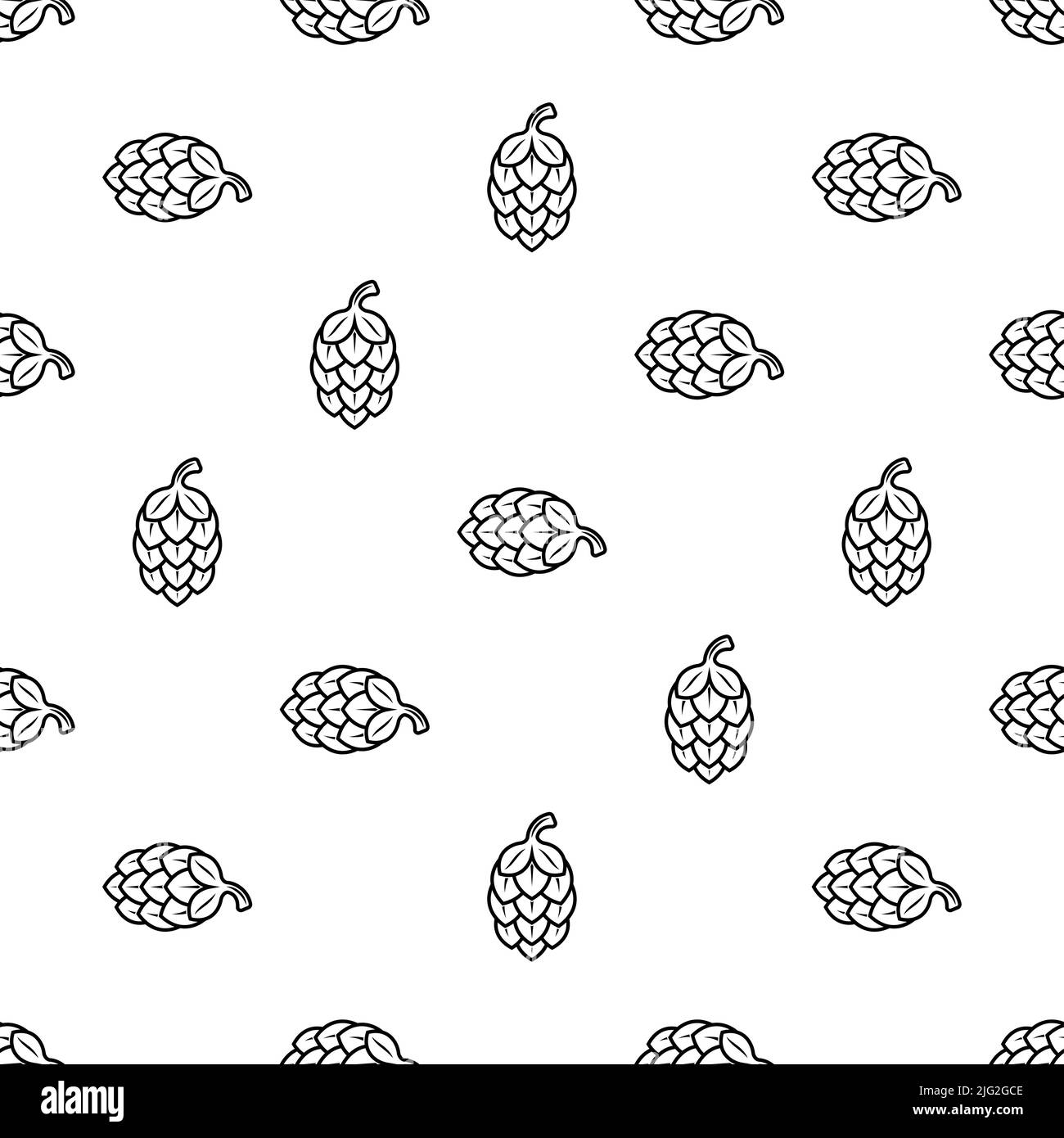 Hop Icon Seamless Pattern, Hop Flower Icon Vector Art Illustration ...