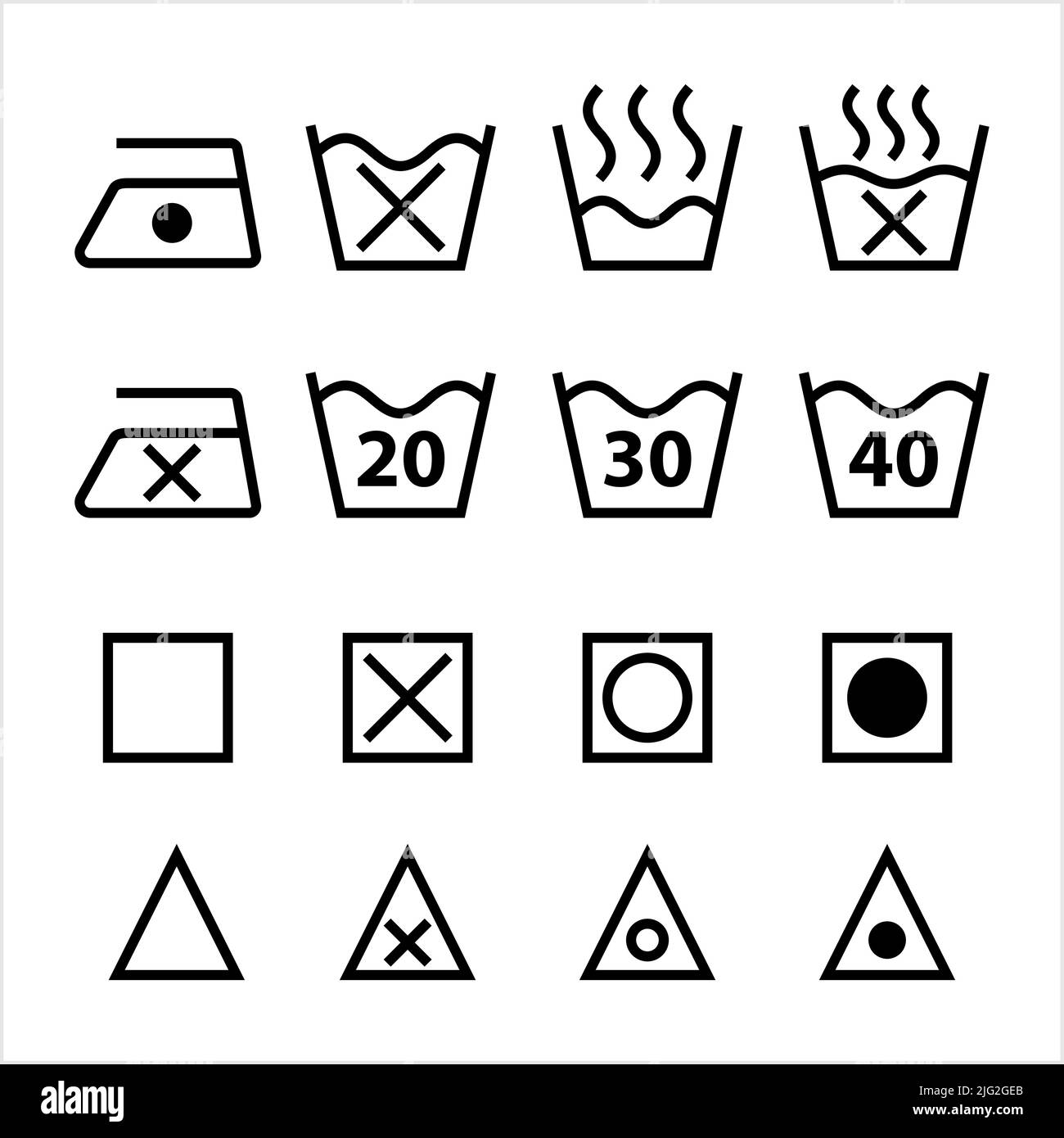 Wash Care Icon, Washing Laundry Icon Vector Art Illustration Stock