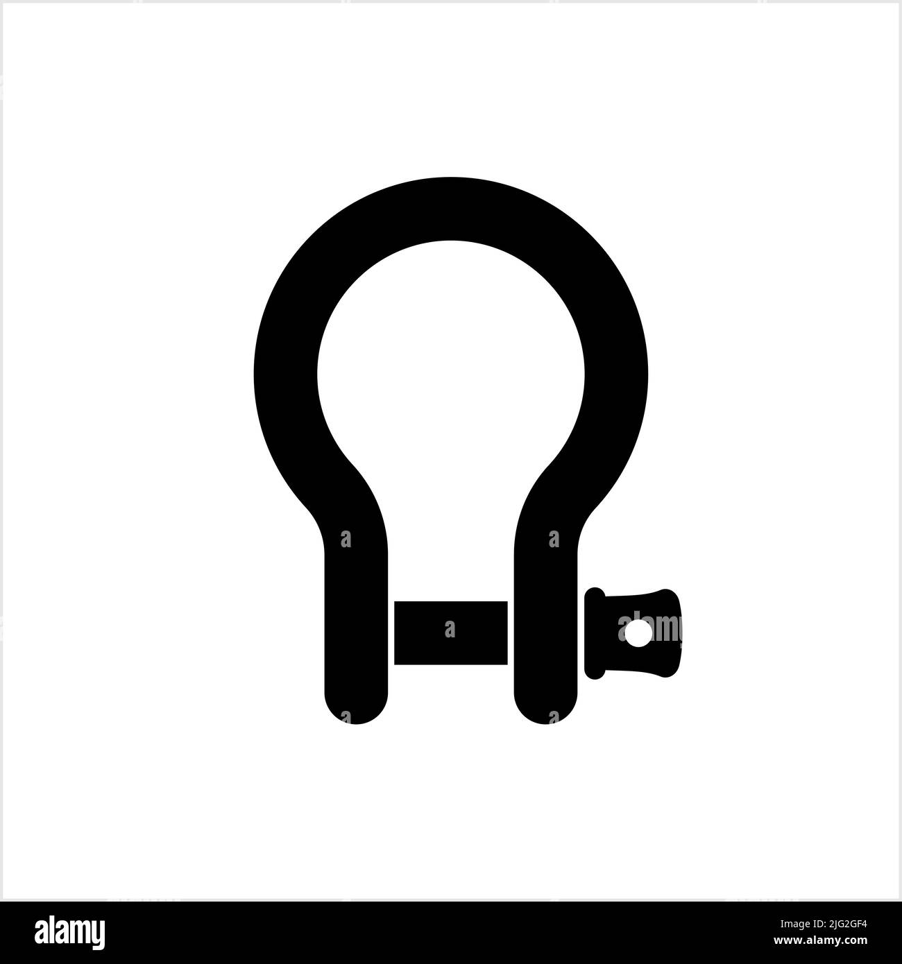 Shackle Icon, Gyve Icon, U Shaped Piece Of Metal With A Clevis Pin, Bolt Vector Art Illustration Stock Vector
