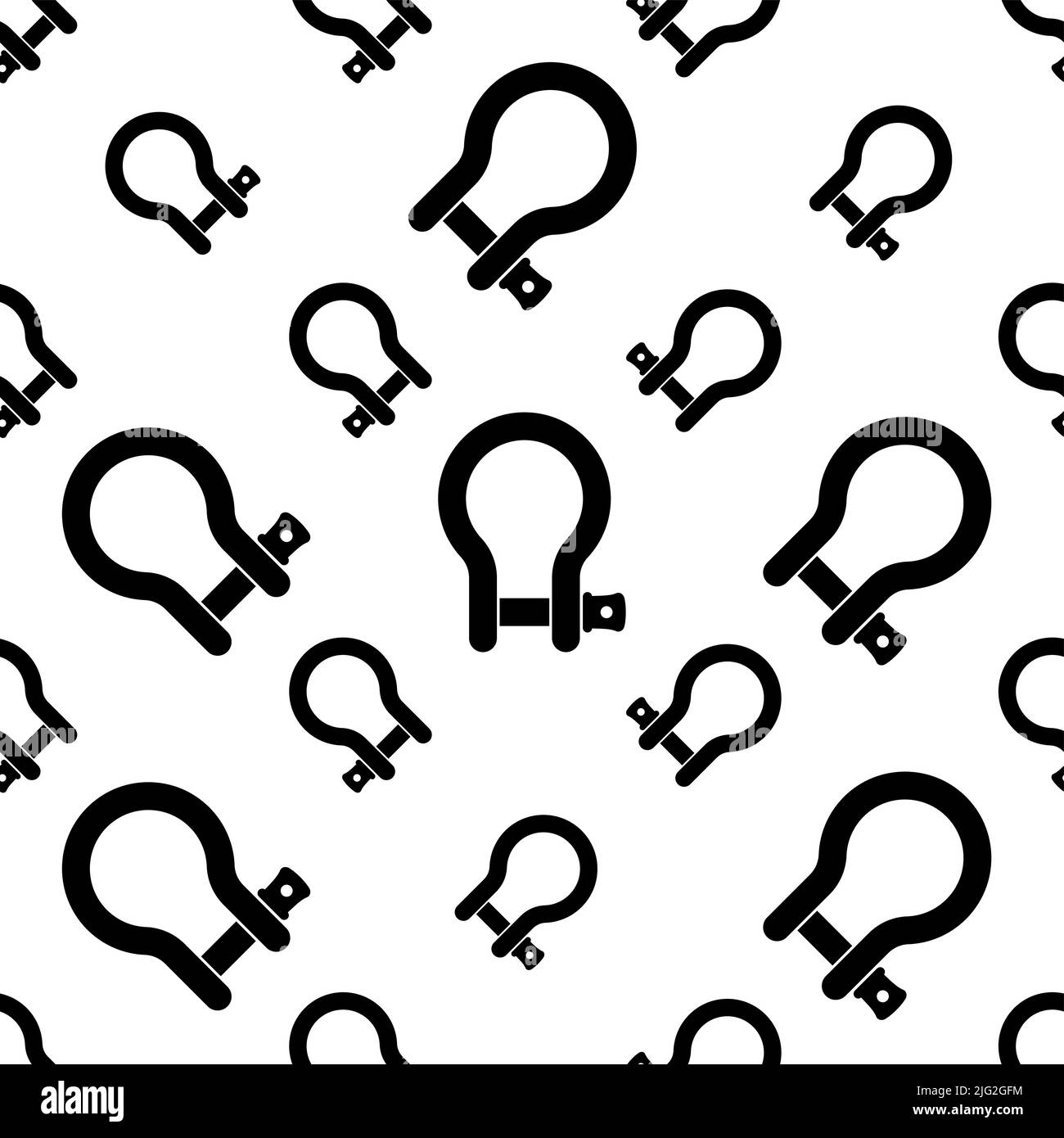 Shackle Icon Seamless Pattern, Gyve Icon, U Shaped Piece Of Metal With A Clevis Pin, Bolt Vector Art Illustration Stock Vector