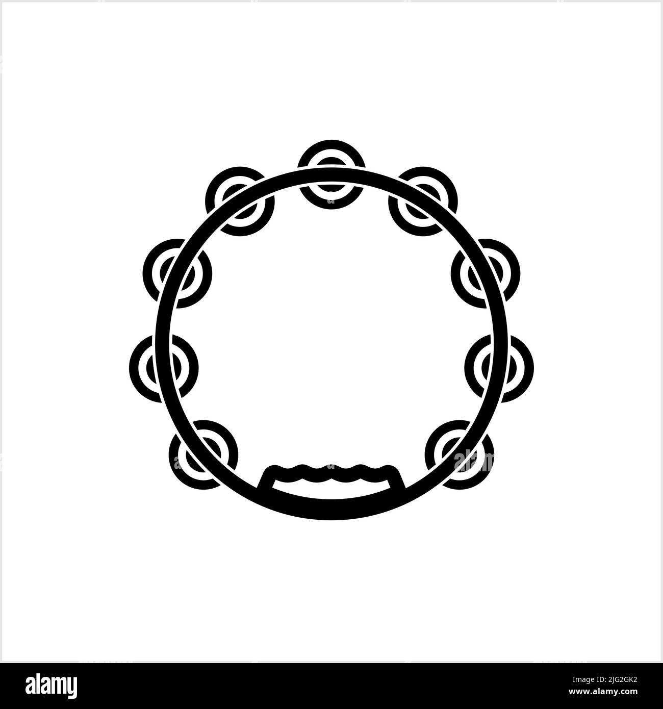 Tambourine Icon, Musical Instrument Icon Vector Art Illustration Stock
