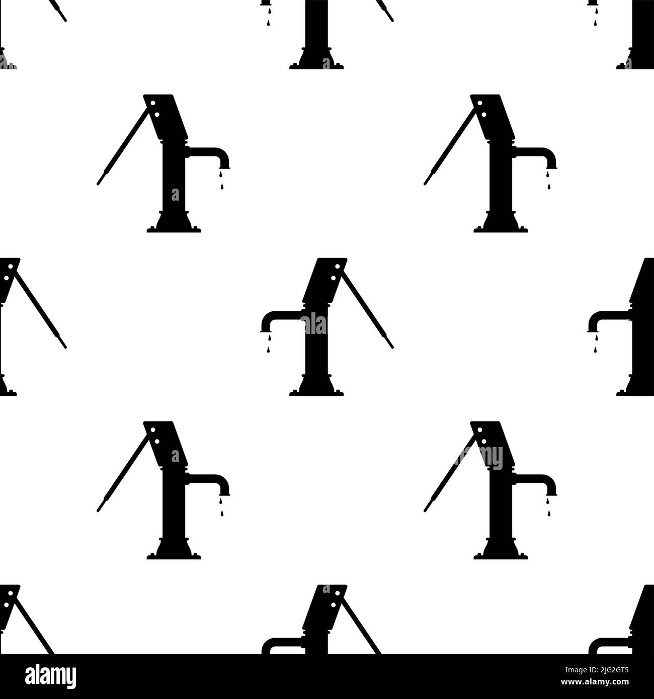 Water Hand Pump Icon Seamless Pattern, Hand Water Pump Vector Art