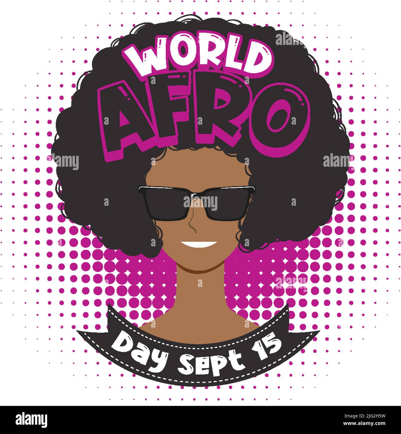 World Afro Day September 15 Banner Design illustration Stock Vector
