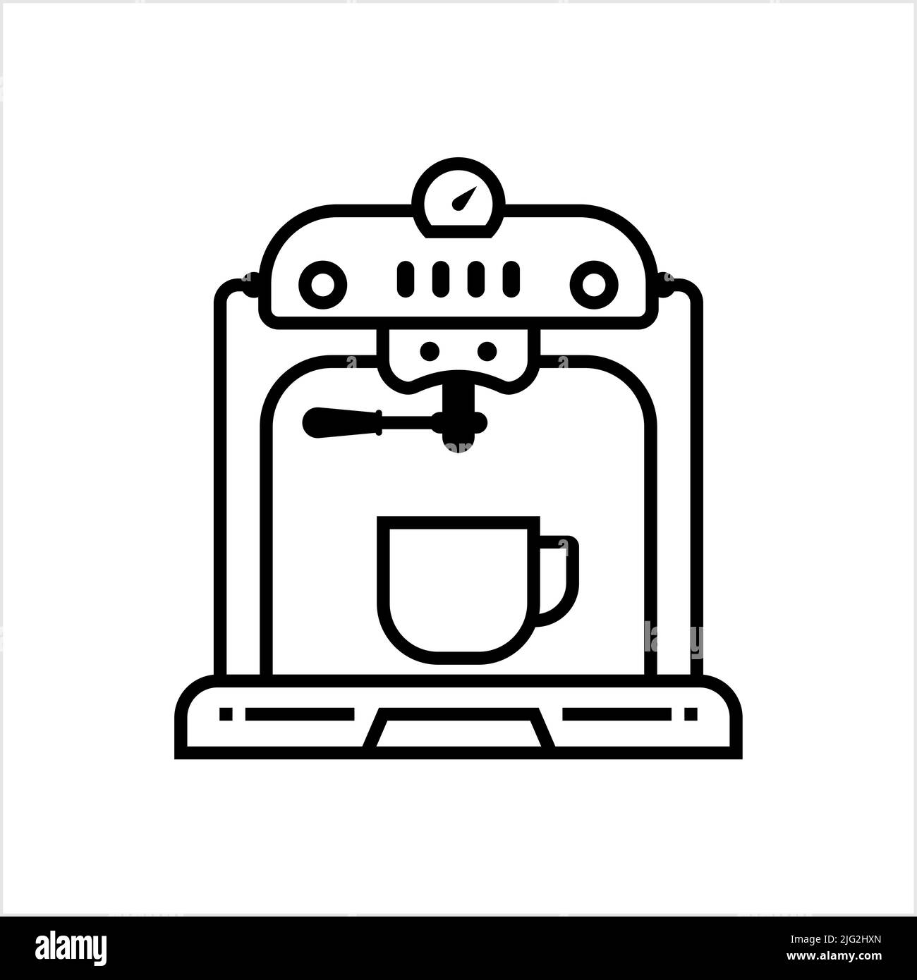 Coffee Machine Icon, Hot Coffee Making Machine Icon, Cooking Appliance Icon Vector Art Illustration Stock Vector