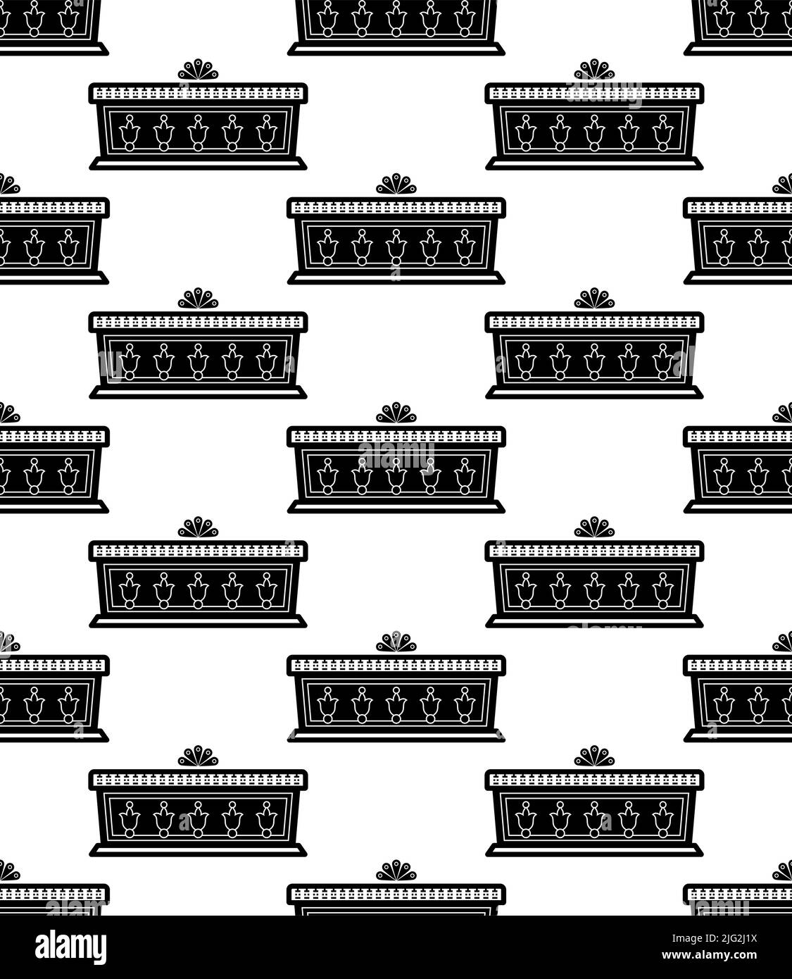 Coffin Icon Seamless Pattern, Funerary Box For Keeping A Corpse Coffin ...