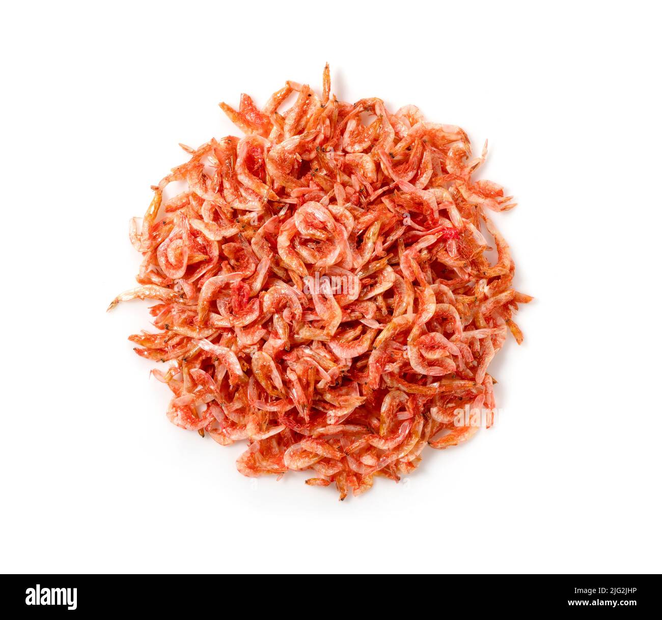 Dried sakura shrimps placed on a white background. Image of Japanese