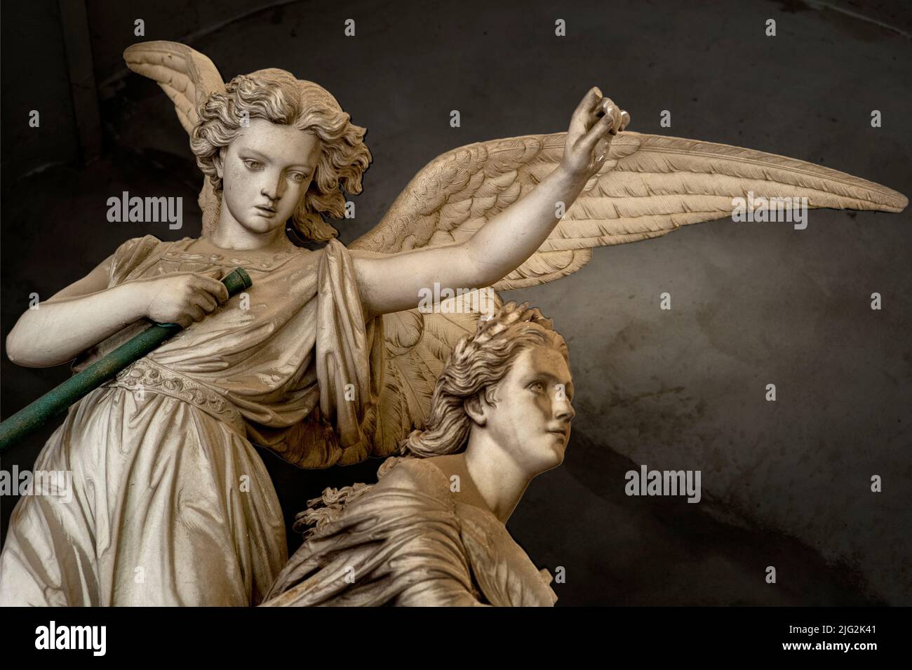 Statue. Sculpture. Portrait of angels with wings. Monumental cemetery