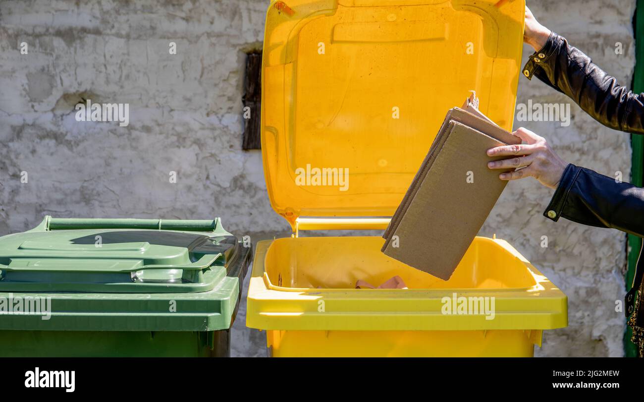 Sorting containers. Waste management and climate change Stock Photo Alamy