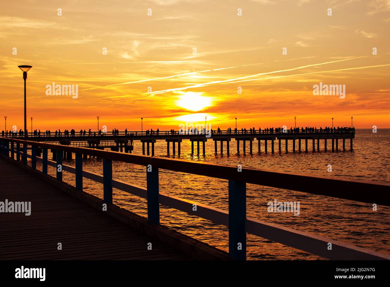 pier on the sea. sunset. Palanga Stock Photo