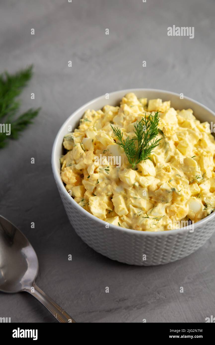 Homemade Egg Salad with Dill in a Bowl, side view Stock Photo Alamy