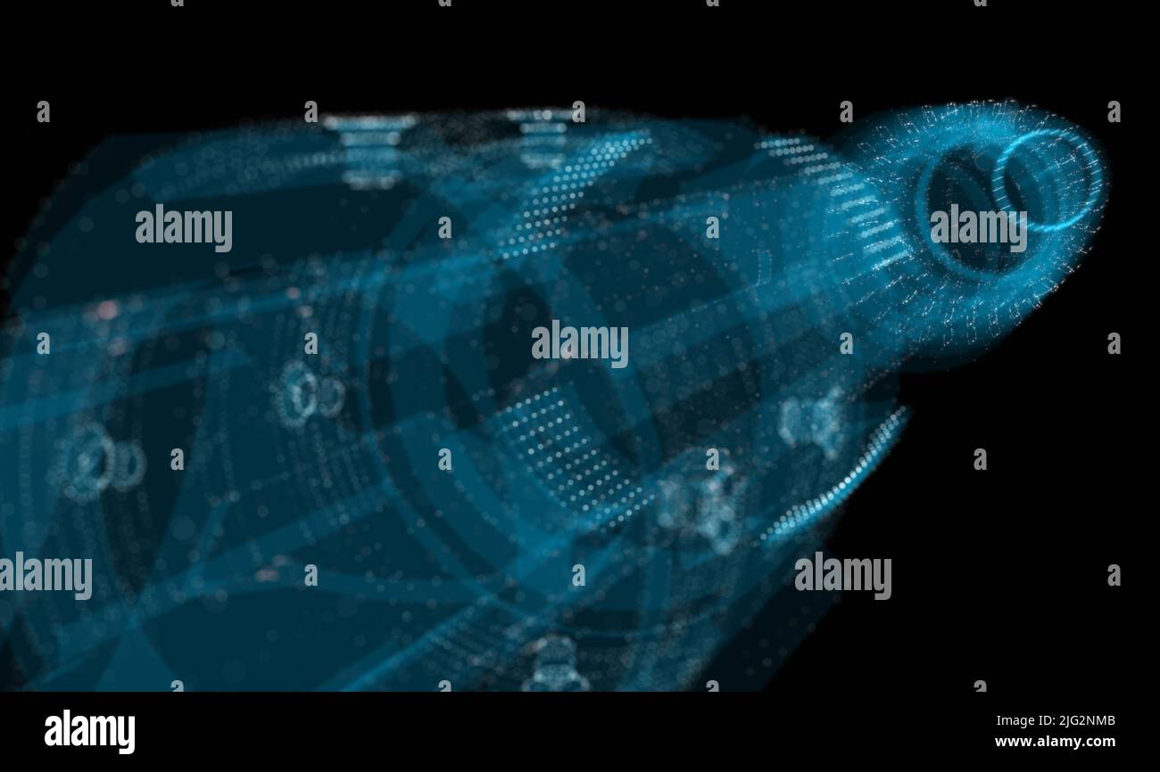 A glowing hologram of a mechanical object Stock Photo - Alamy