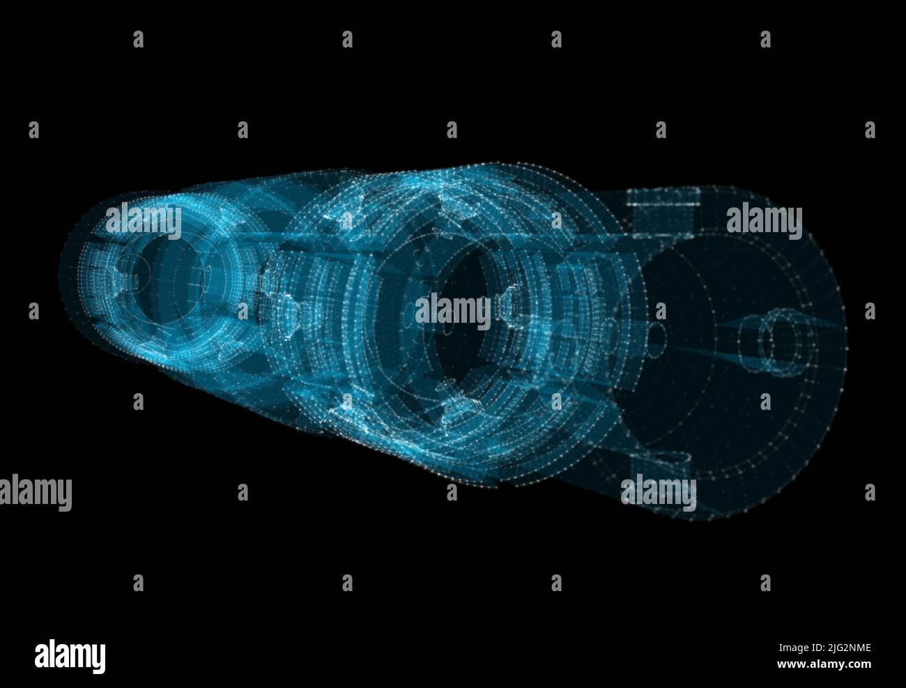 A glowing hologram of a mechanical object Stock Photo - Alamy