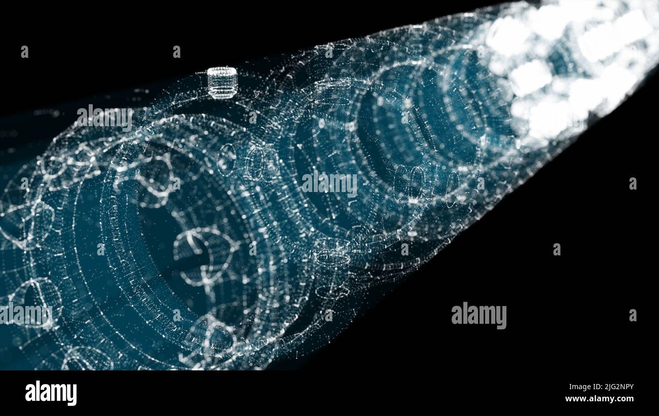 A glowing hologram of a mechanical object Stock Photo - Alamy