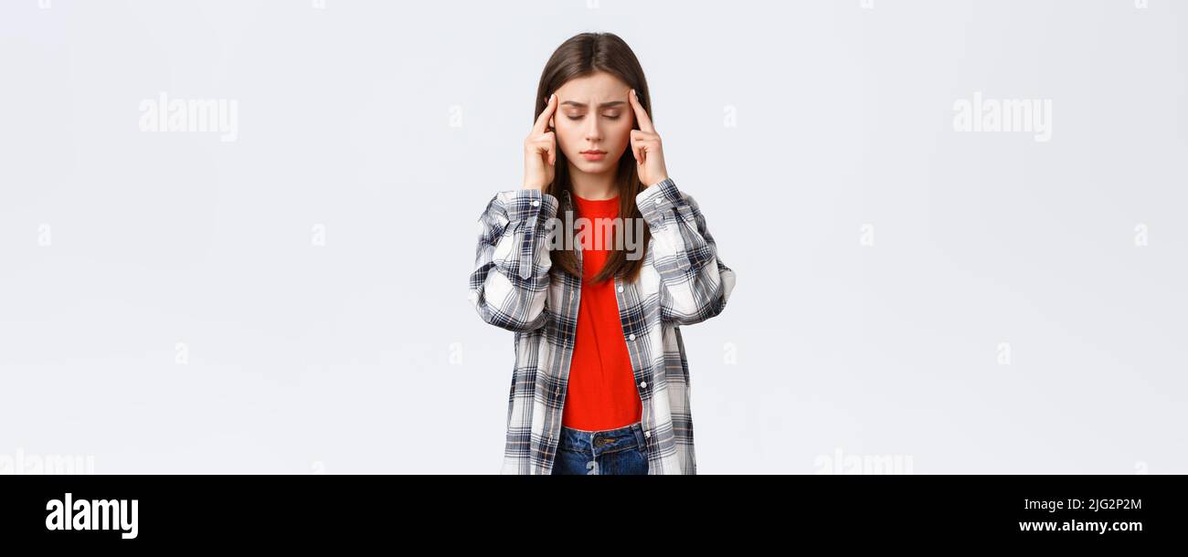 Lifestyle, different emotions, leisure activities concept. Distressed ...