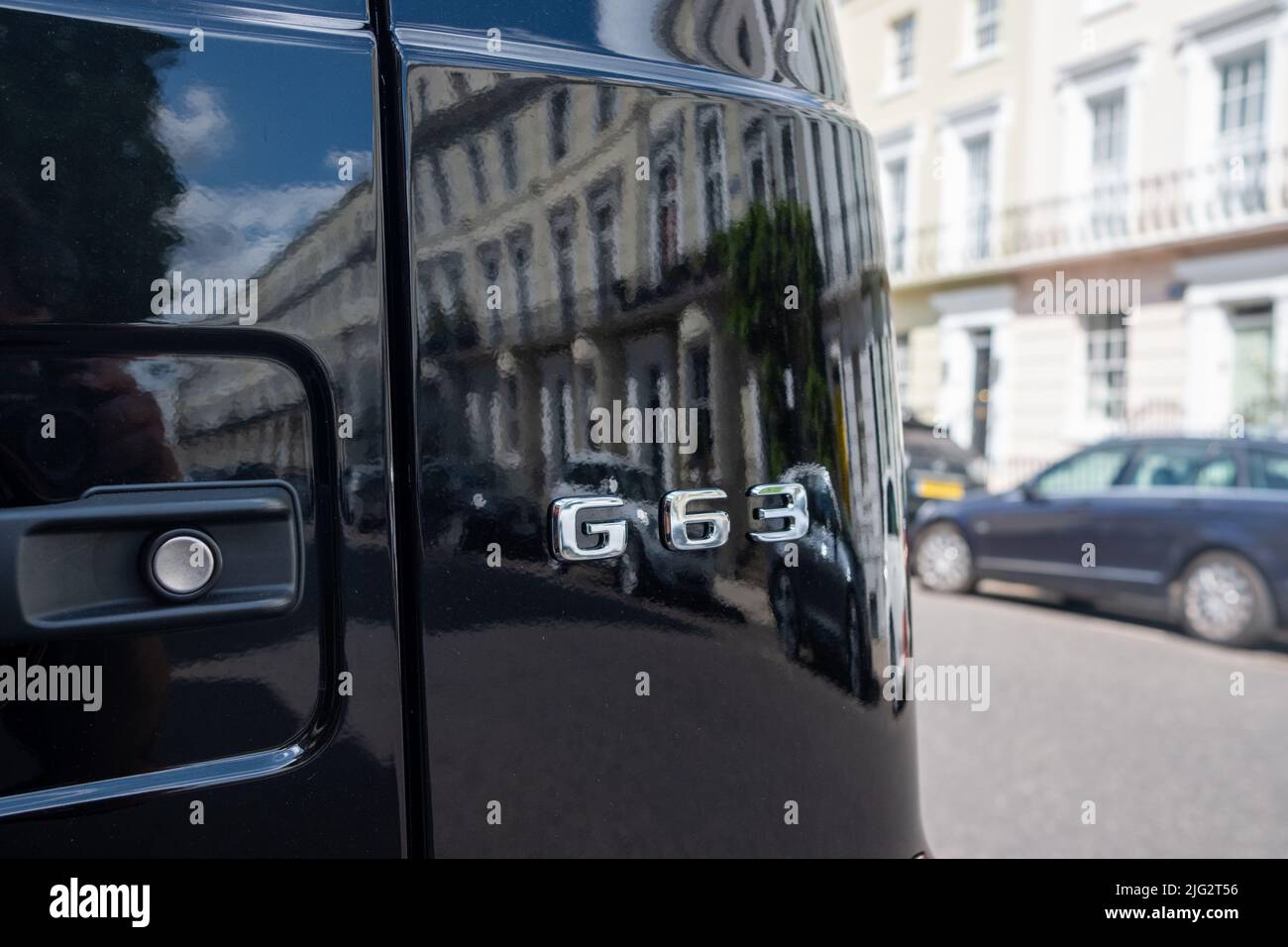 London- June 2022: Mercedes AMG G63 on upmarket street in Kensington Stock Photo