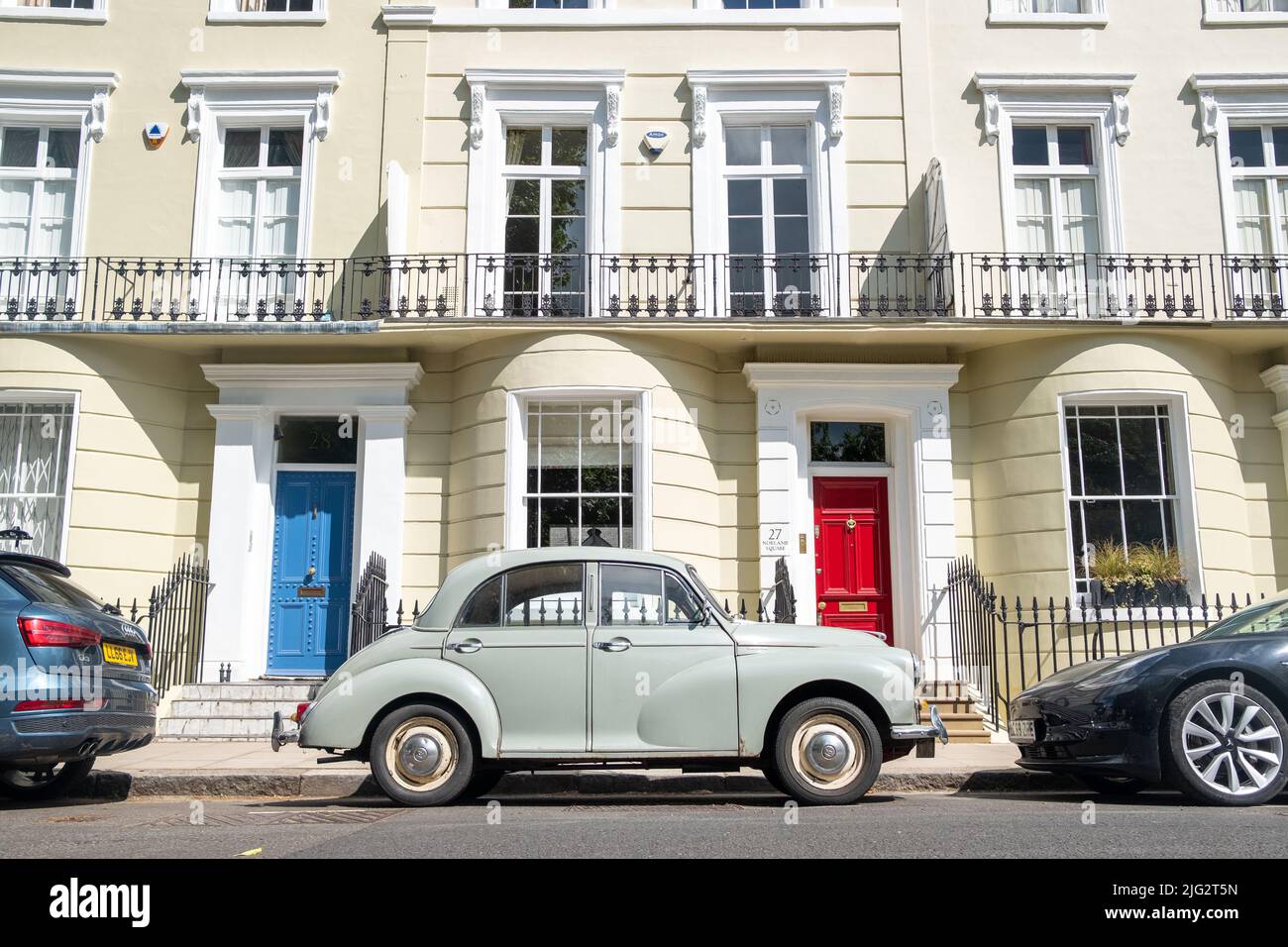 London- June 2022: Street of London townhouses in Notting Hill area of West London Stock Photo