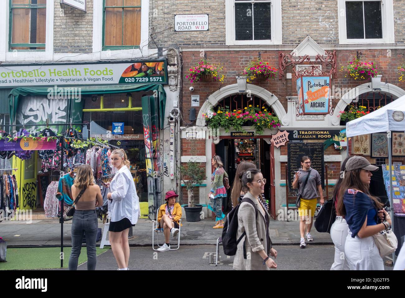 London June 2022 Portobello Market in Notting Hill, west London. A