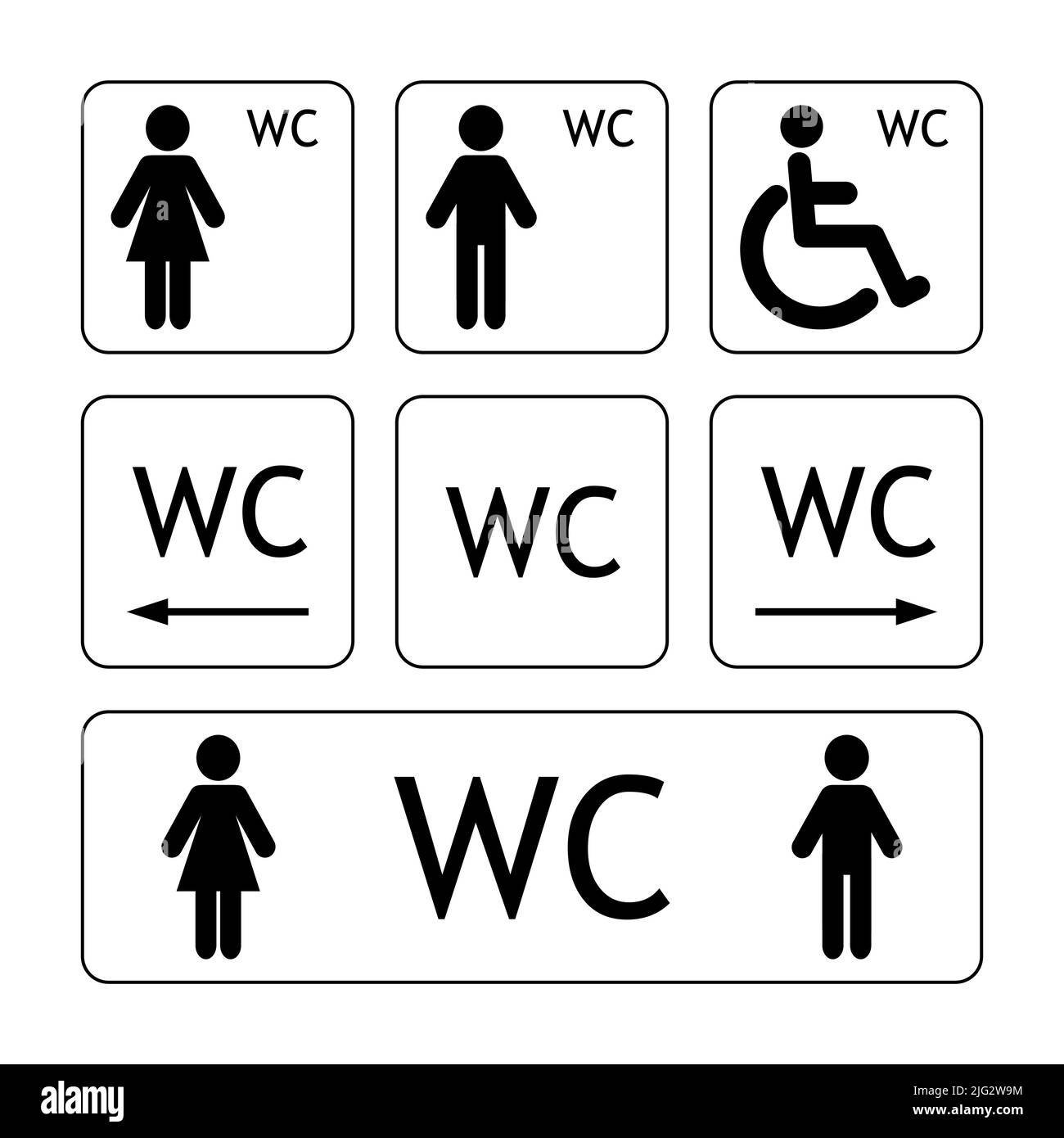WC sign for restroom. WC toilet sign vector Stock Vector