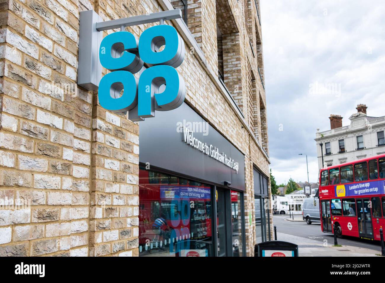LONDON- June 2022: Co-op food on Goldhawk Road, west London. A large British food retailer. Stock Photo