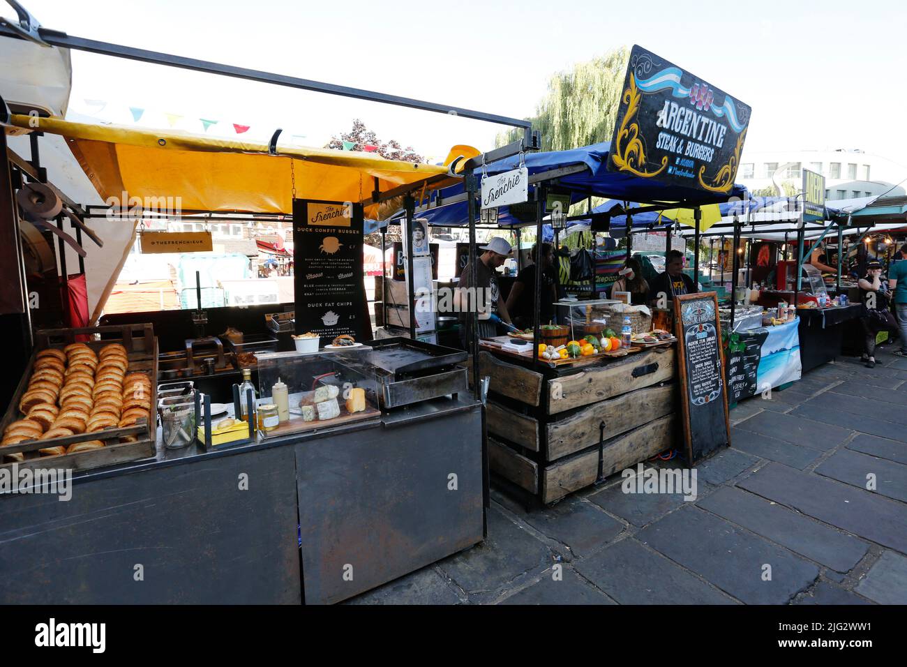 London, UK August 22, 2015 Street Foods in Camden Market, people present, famous tourist