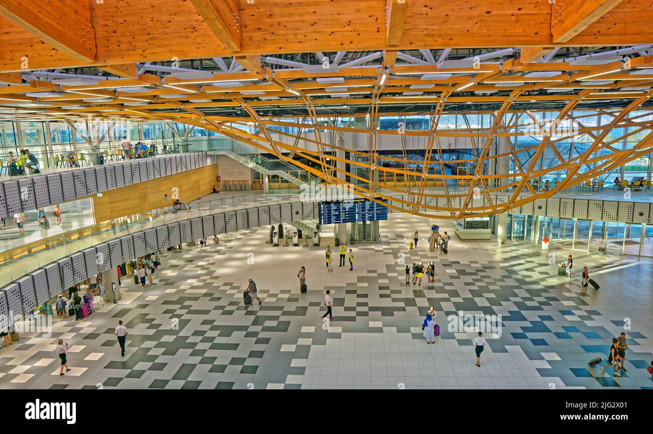Departures Hall at Split Resnik Airport in Croatia. Stock Photo