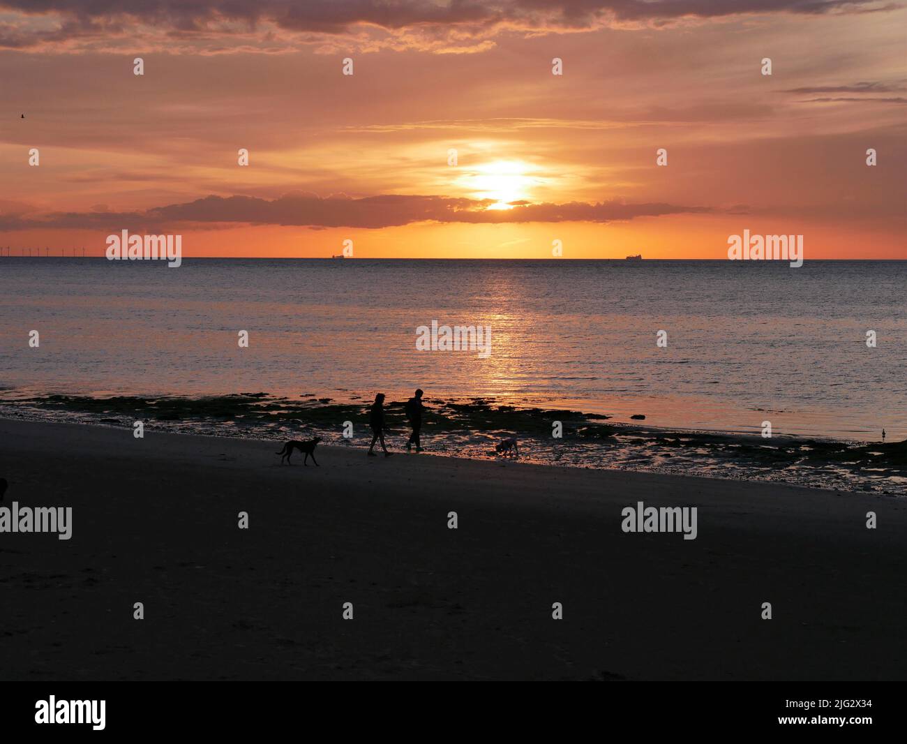 Sunset on Margate beach Stock Photo