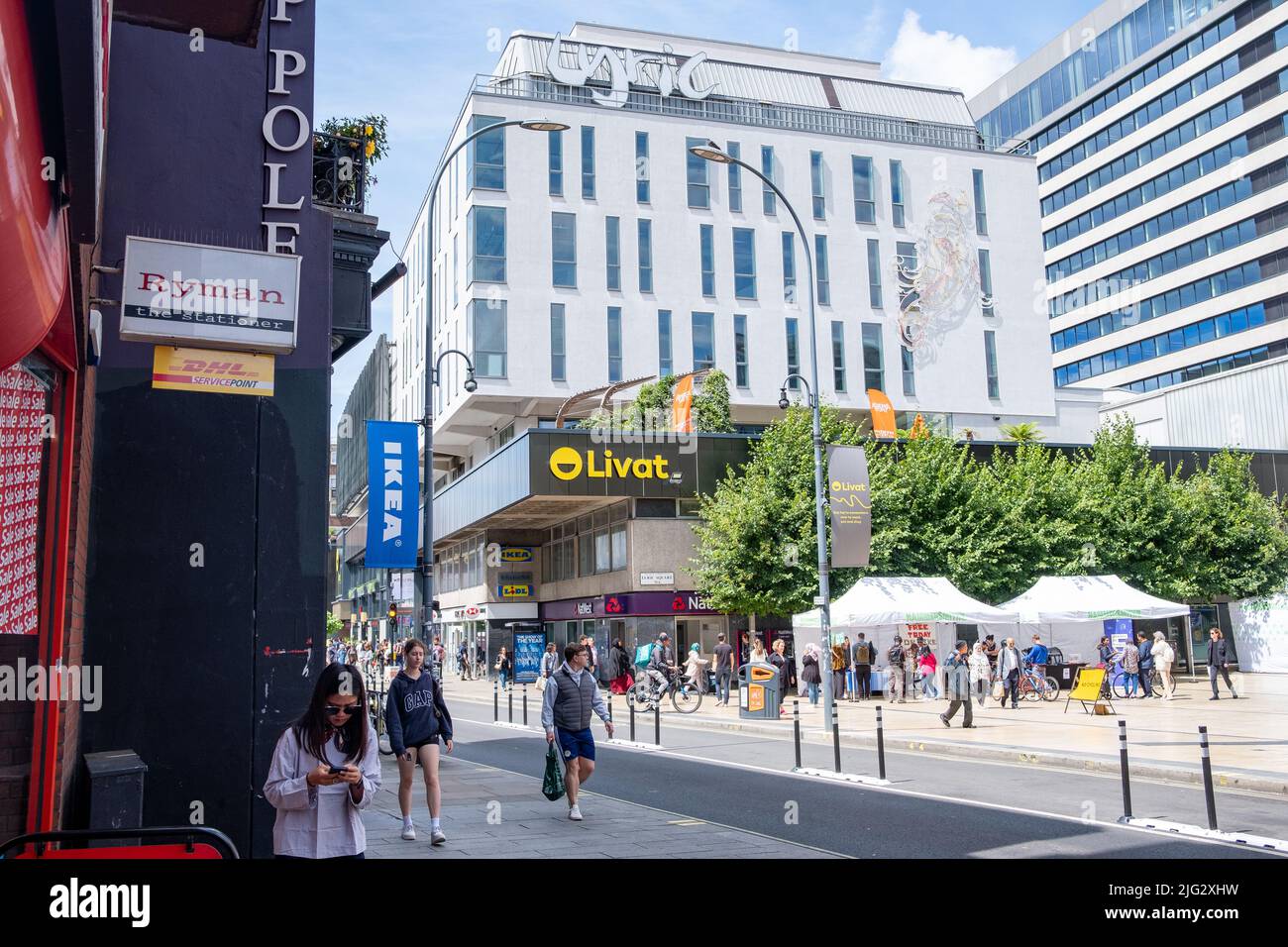 London- June 2022: Livat Hammersmith, a retail shopping centre and office complex on King Street in west London Stock Photo
