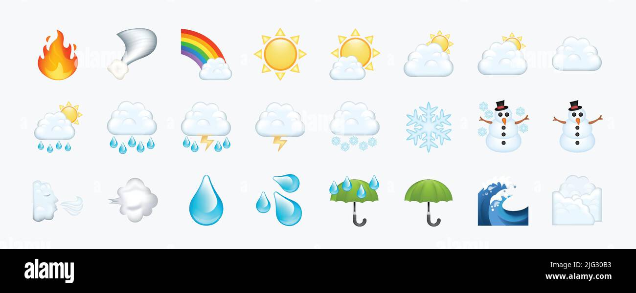 Colorful weather, climate, forecast, stars icons. Sky, clouds