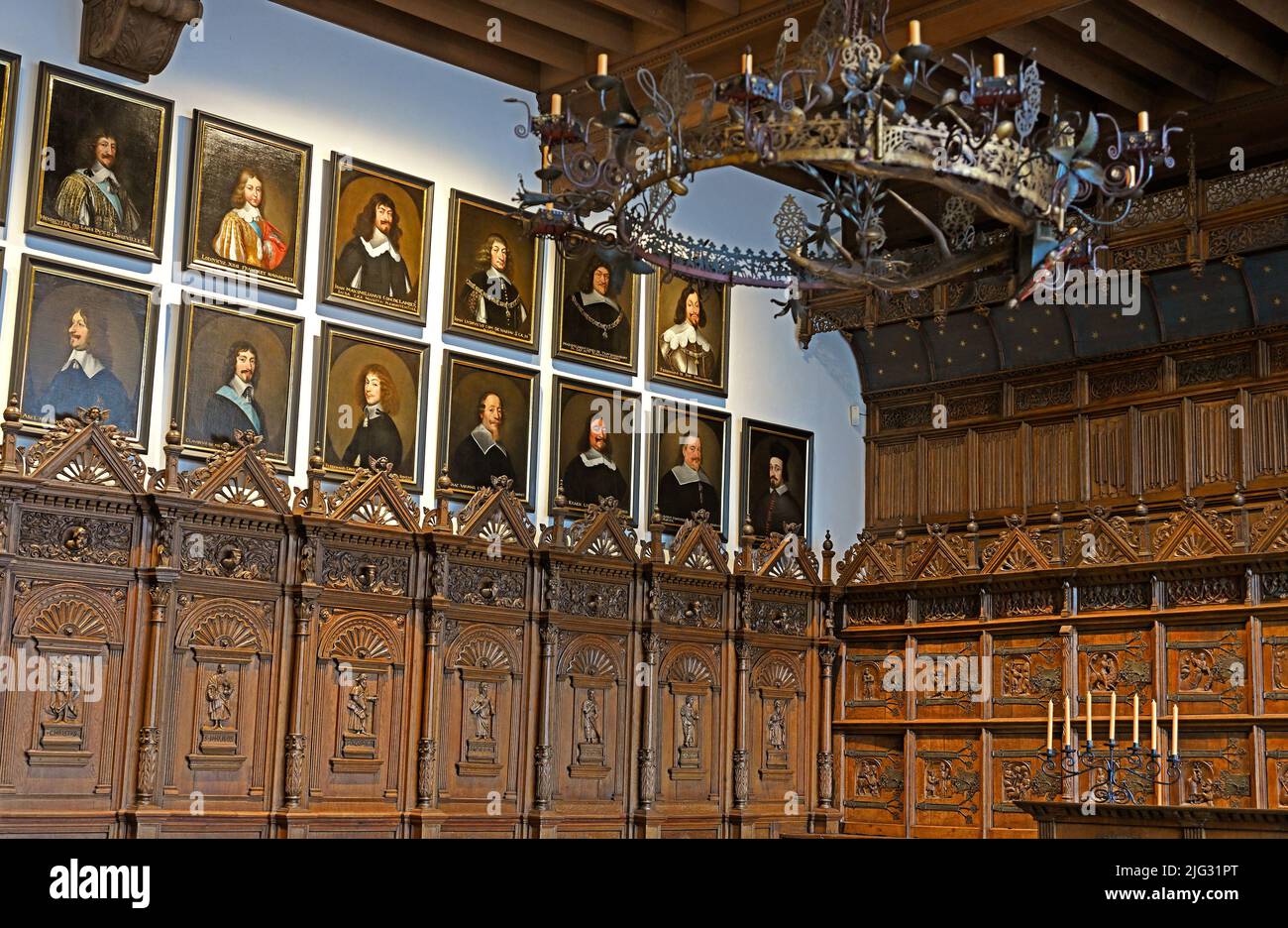 muenster, germany - 2022-06-28: peace hall (friedenssaal) in muenster city hall where the instruments of peace between spain and the dutch provinces w Stock Photo