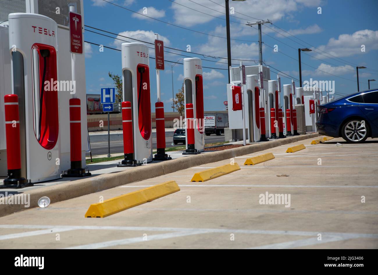 Tesla charging stations located at Bucee's in New Braunfels on July 6