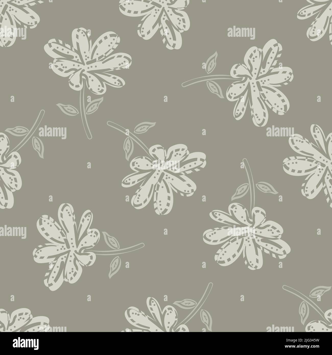 Wild meadow flower seamless vector pattern background. Modern style ...