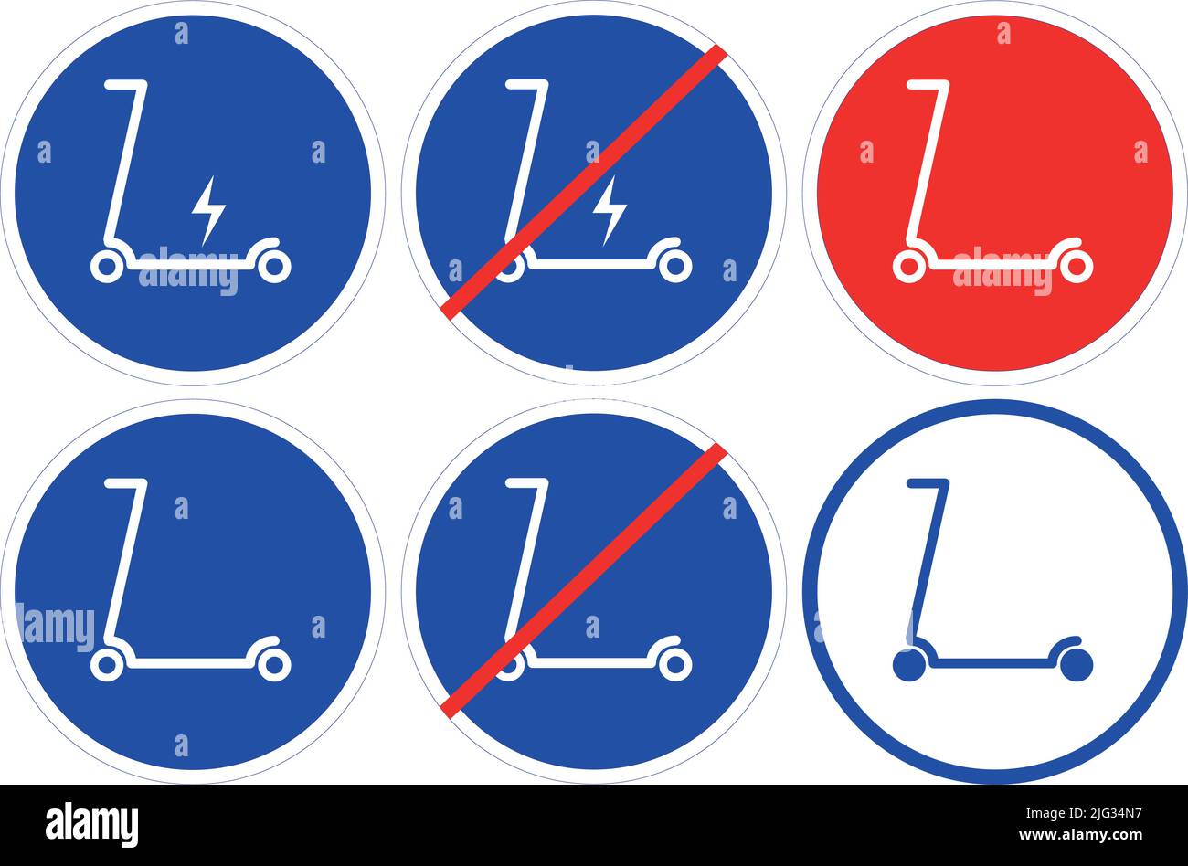 Vector illustration. Road signs icons electric scooter icon Prohibition