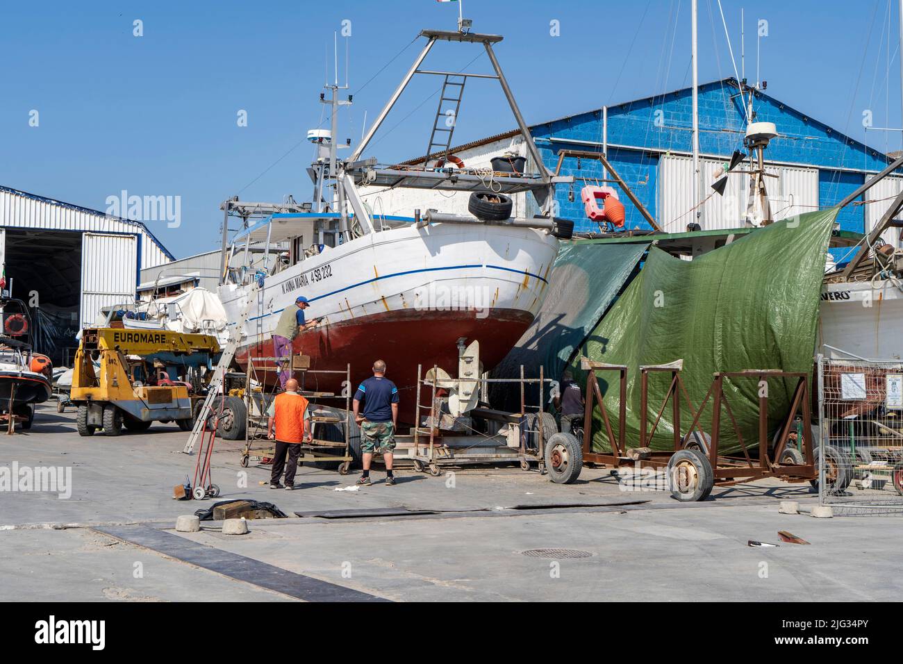 Port of Civitanova Marche, shipyard, South Pier, Marche, Italy, Europe Stock Photo