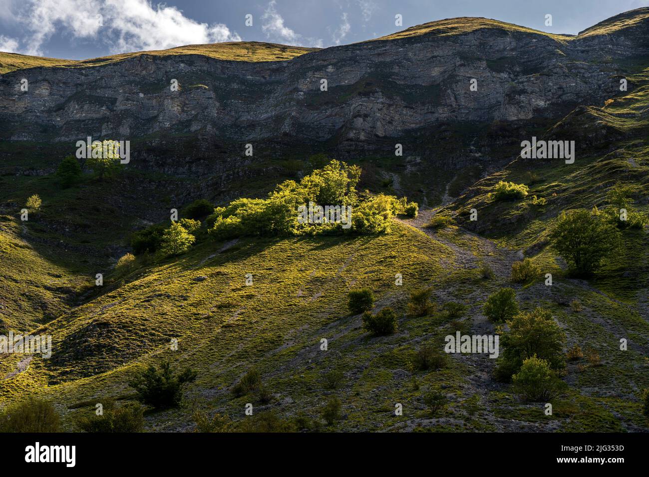 Monti Sibillini National Park, View  from the Paths of Val di Panico, Ussita, Marche, Italy, Europe Stock Photo