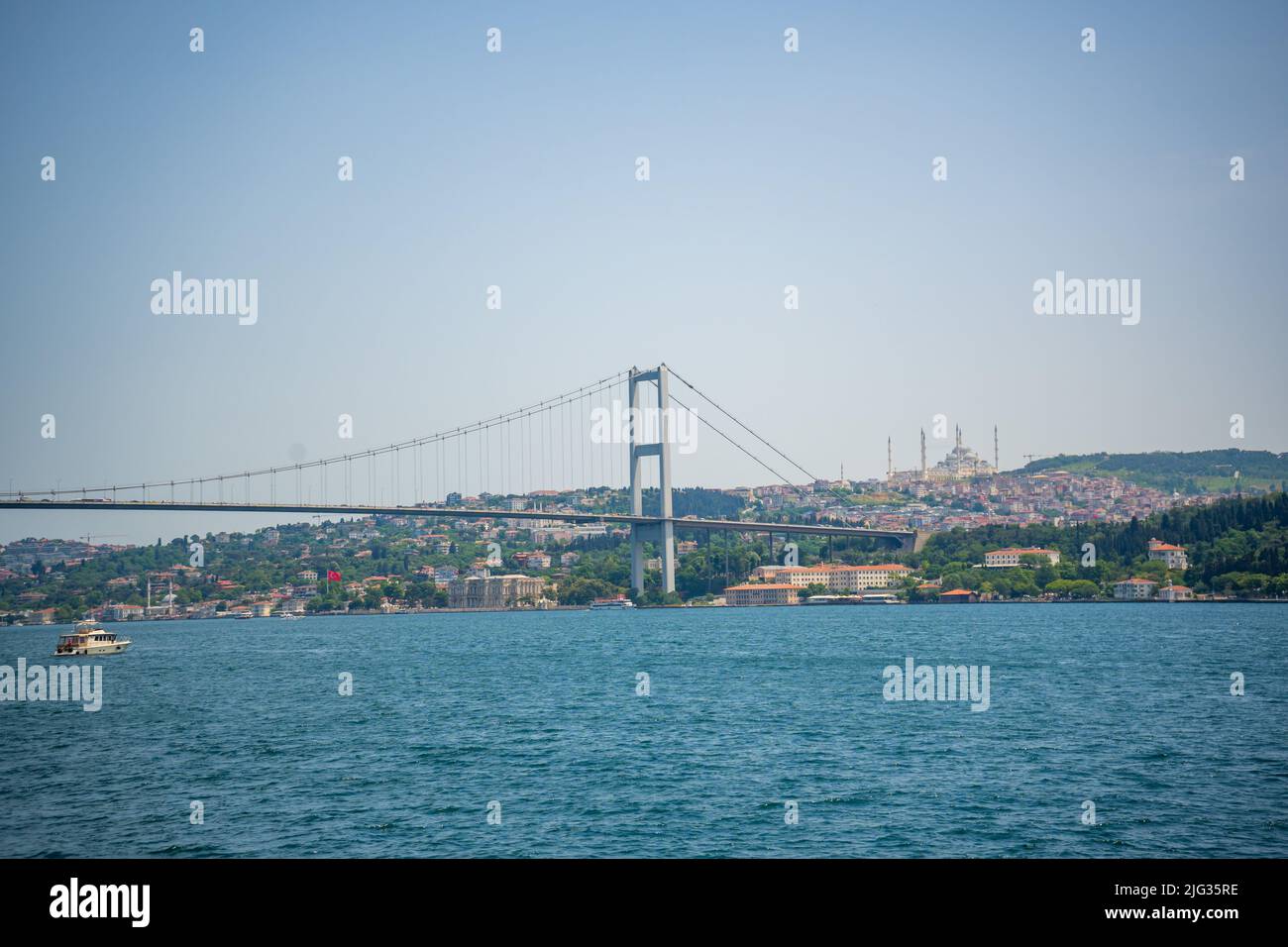 The Bosphorus Bridge and boats in Istanbul, Turkey Stock Photo - Alamy