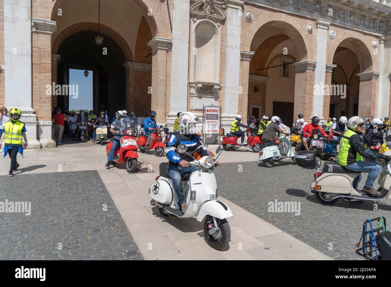 Piazza della Madonna Square, 8th National Vespa Club Macerata Meeting, Loreto, Marche, Italy, Europe Stock Photo