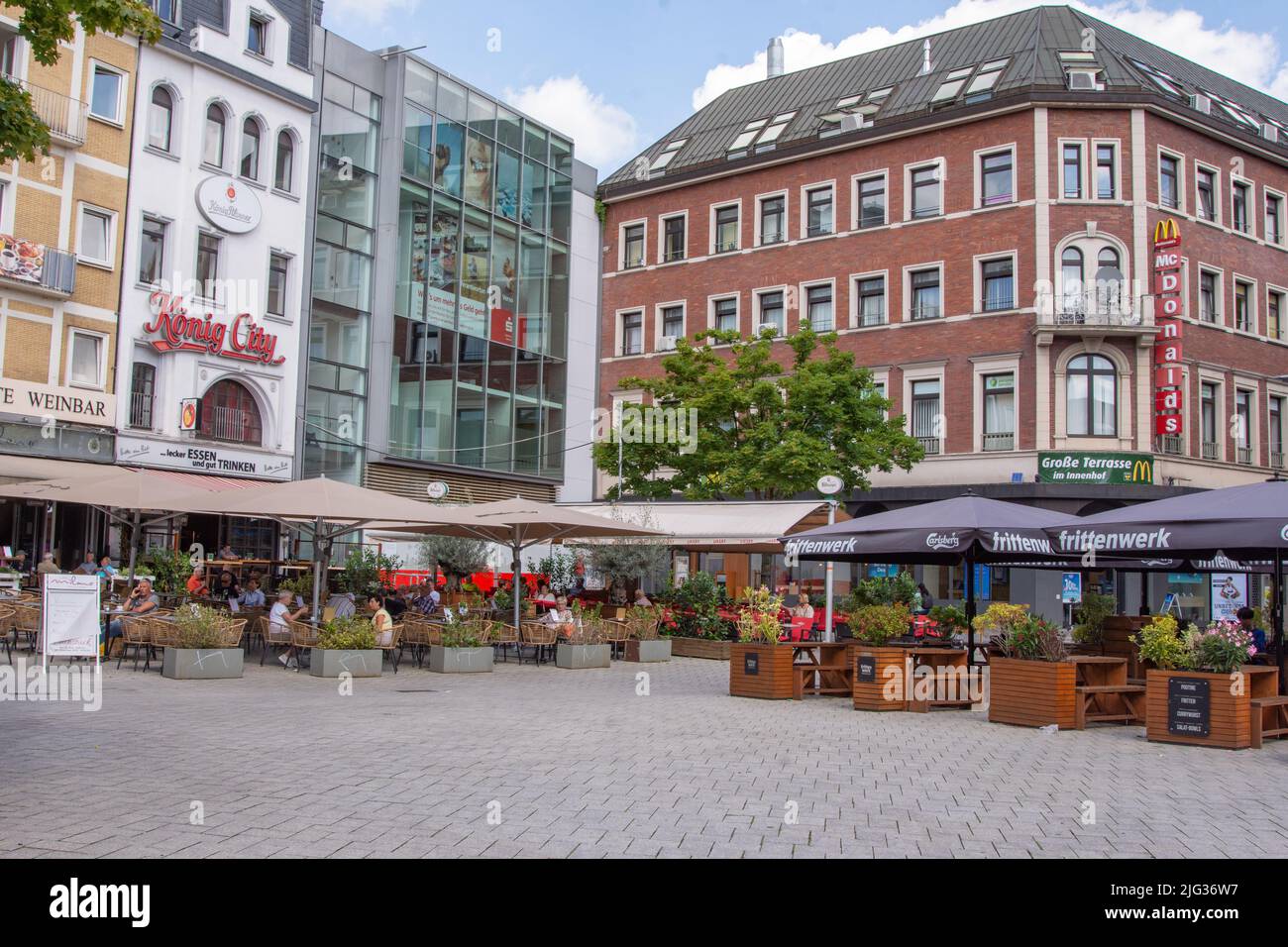 Aachen June 2022: the square 'Holzgraben' in the old part of the town Stock Photo