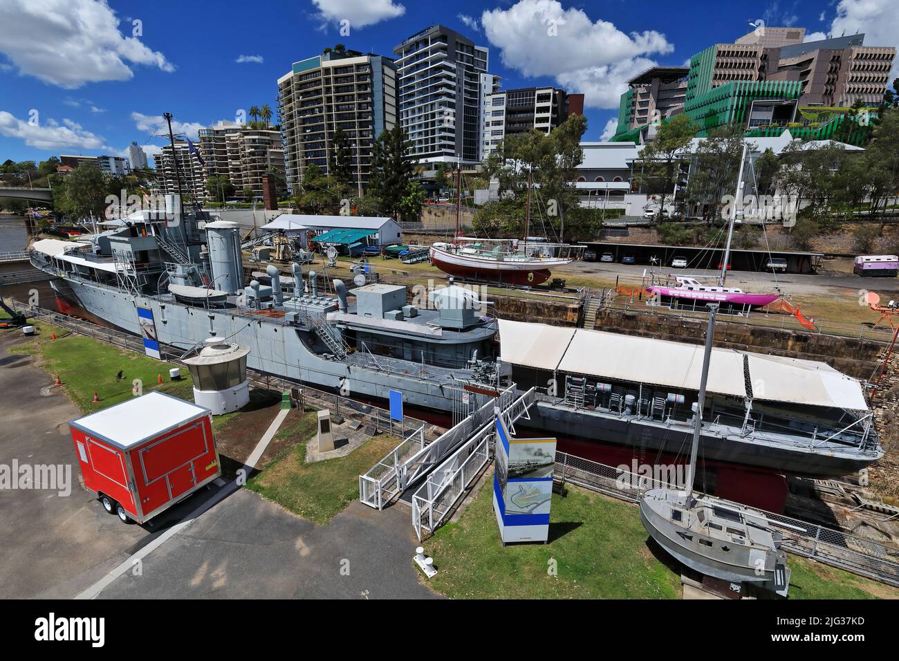 032 Vessels at South Brisbane dry dock-Queensland Maritime Museum. Brisbane-Australia. Stock Photo