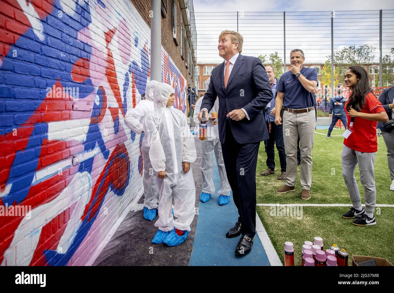 The Hague, Netherlands. 07th July, 2022. 2022-07-07 11:41:41 THE HAGUE - King Willem-Alexander and Richard Krajicek during the celebration of the 25th anniversary of the first Krajicek Playground in the Netherlands. ANP KOEN VAN WEEL netherlands out - belgium out Credit: ANP/Alamy Live News Stock Photo