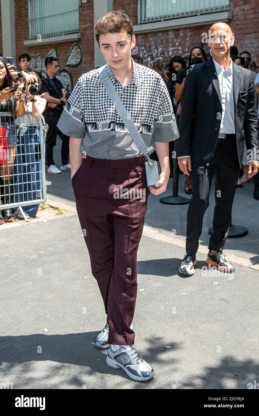 American actor Noah Schnapp guest of the Fendi fashion show on the